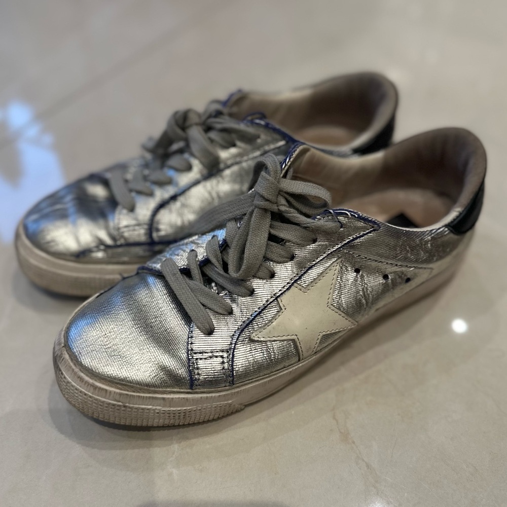 Golden Goose Silver Metallic Sneakers